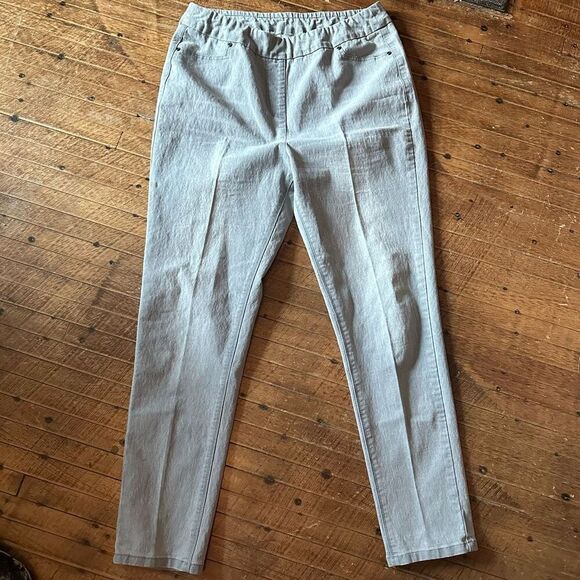 Soft Surroundings gray pull on comfortable travelcore L jeggings - Picture 1 of 3